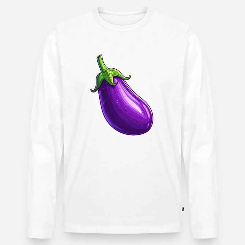 Aubergine - Männer Premium Bio Langarmshirt - Weiß