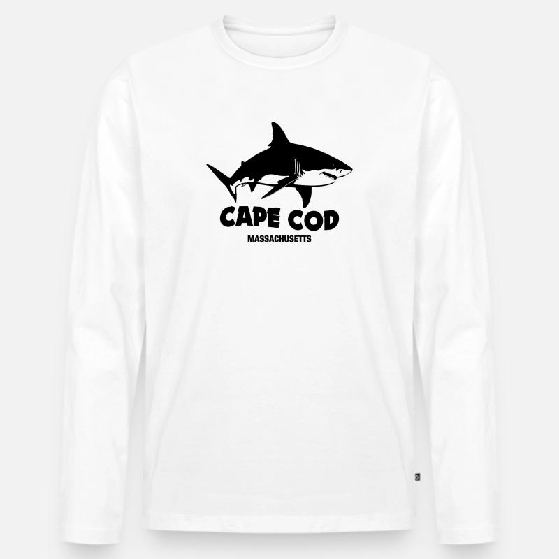 Cape Cod – Weiße Haie - Männer Premium Bio Langarmshirt - Weiß