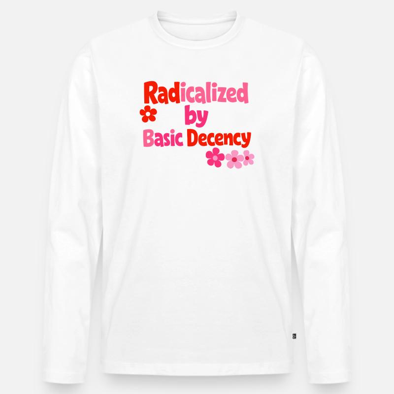 Radical Decency Retro Bloom - Männer Premium Bio Langarmshirt - Weiß
