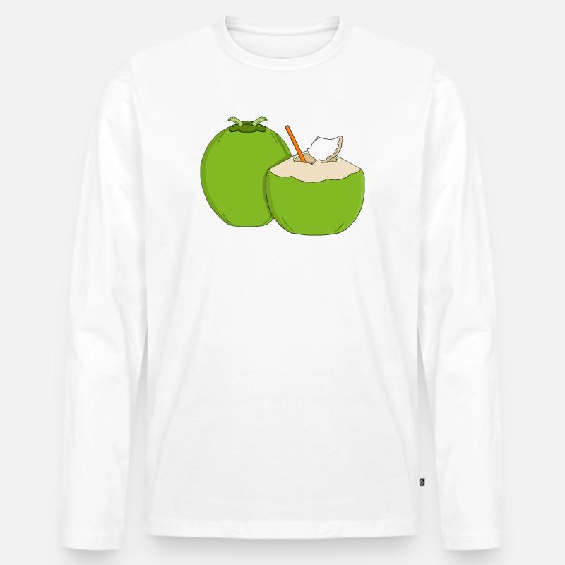 Emerald Coconut Splash - Männer Premium Bio Langarmshirt - Weiß