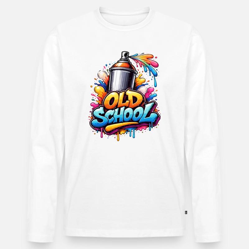 Old School Graffiti Spray Burst - Männer Premium Bio Langarmshirt - Weiß