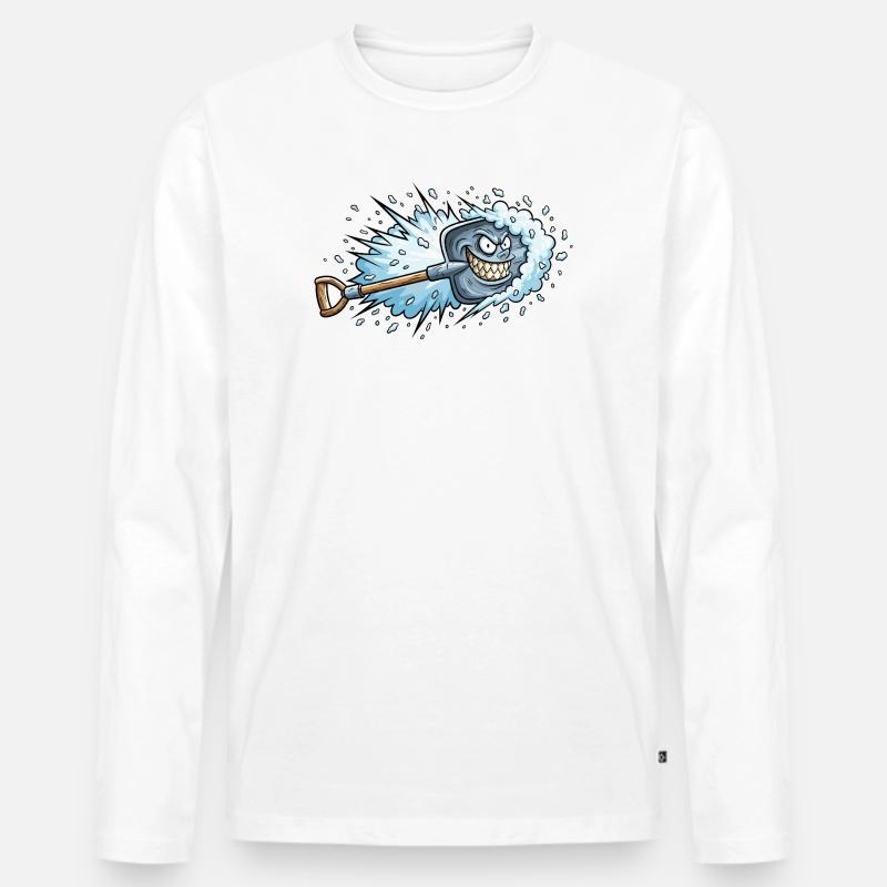 Wütender Schneeschieber Cartoon - Männer Premium Bio Langarmshirt - Weiß