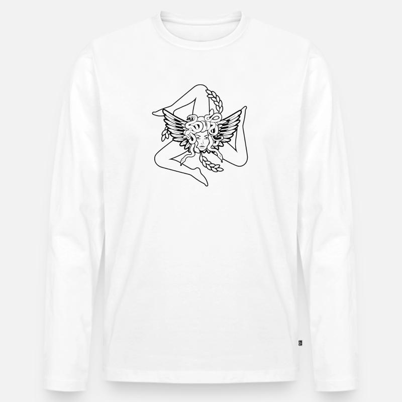 Trinacria - Männer Premium Bio Langarmshirt - Weiß