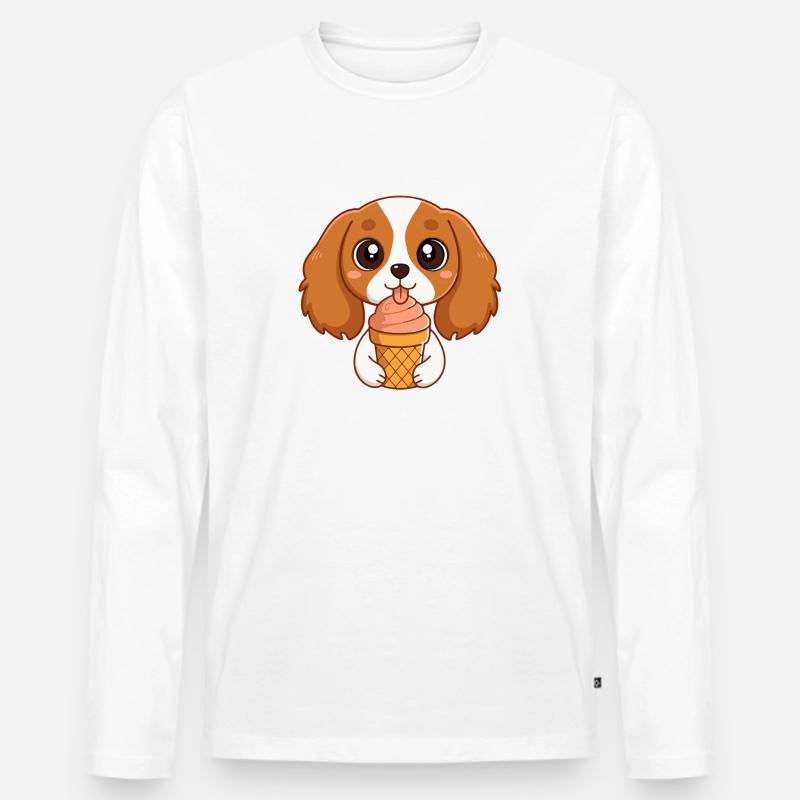 Süßer Eiscreme-Welpe - Männer Premium Bio Langarmshirt - Weiß