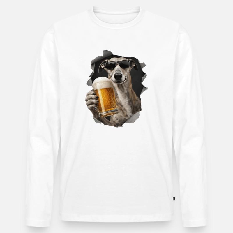 Windhund Bier - Männer Premium Bio Langarmshirt - Weiß