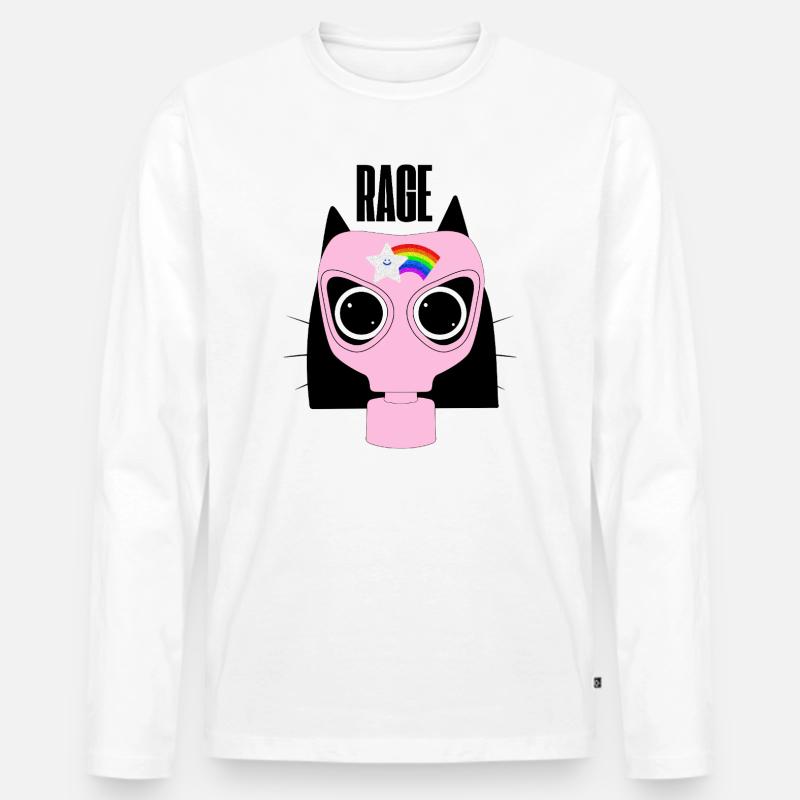 Rage Kitty Cat Protest - Männer Premium Bio Langarmshirt - Weiß