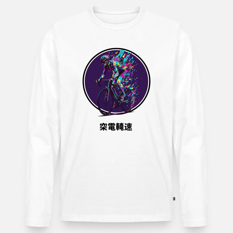 Vibrant Cyclist Burst - Männer Premium Bio Langarmshirt - Weiß