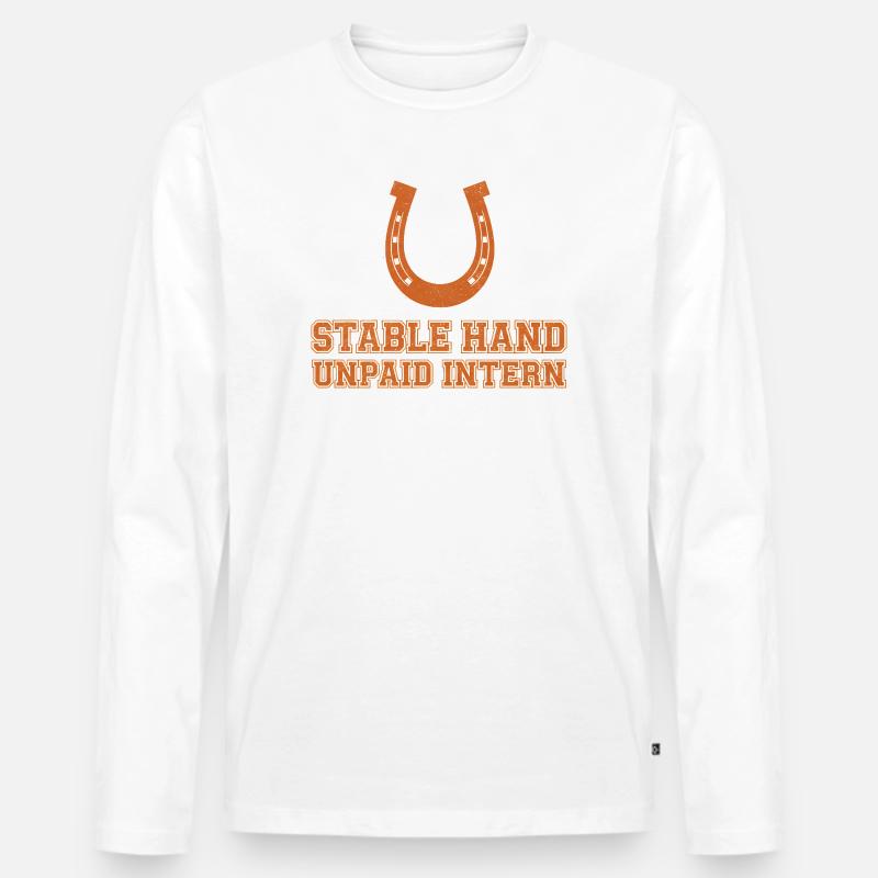 Unbezahlter Stallbursche - Männer Premium Bio Langarmshirt - Weiß