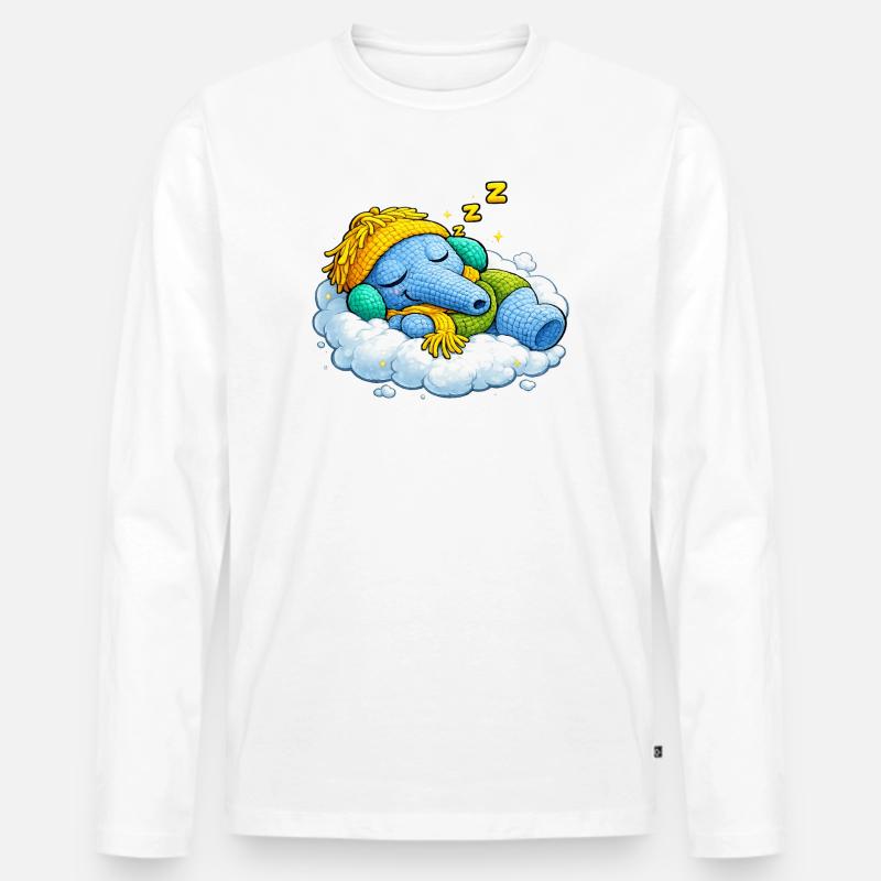 Leo Langnase schlafend - Männer Premium Bio Langarmshirt - Weiß