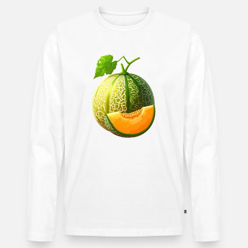 Honigmelone - Männer Premium Bio Langarmshirt - Weiß