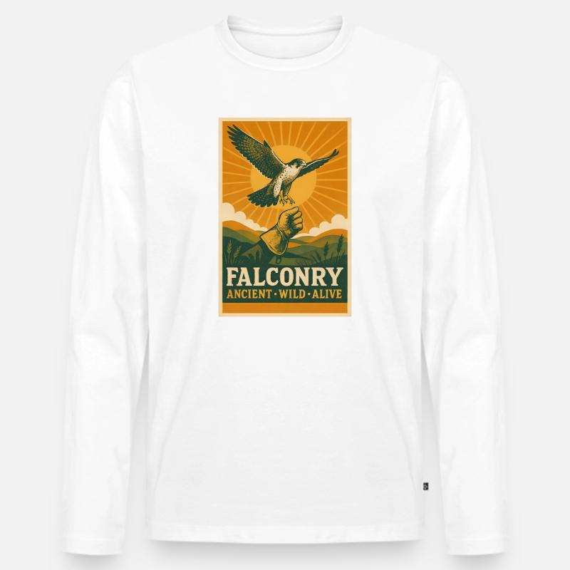 Falknerei: alt, wild, lebendig | Greifvogel - Männer Premium Bio Langarmshirt - Weiß