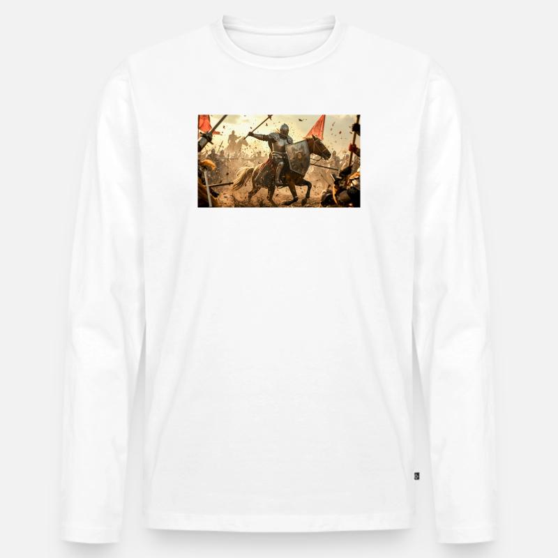 Der Eid von Sir Lancelot, Ritter der Tafelrunde - Männer Premium Bio Langarmshirt - Weiß