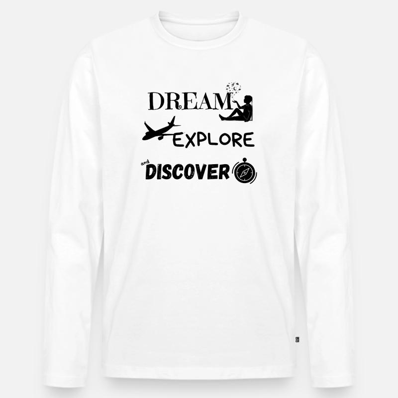 Träumen, entdecken und entdecken 1 - Männer Premium Bio Langarmshirt - Weiß