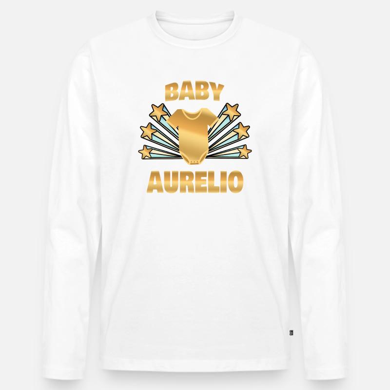Geboren Aurelio - Männer Premium Bio Langarmshirt - Weiß