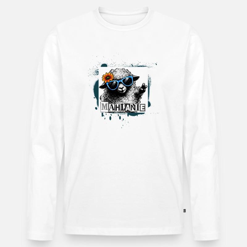 Mählanie – Graffiti Pop Art di Pecore Cool - Maglia a manica lunga ecologica premium da uomo - bianco