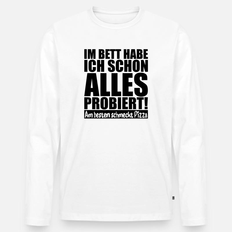 Sarcasmo sulla pizza - Maglia a manica lunga ecologica premium da uomo - bianco