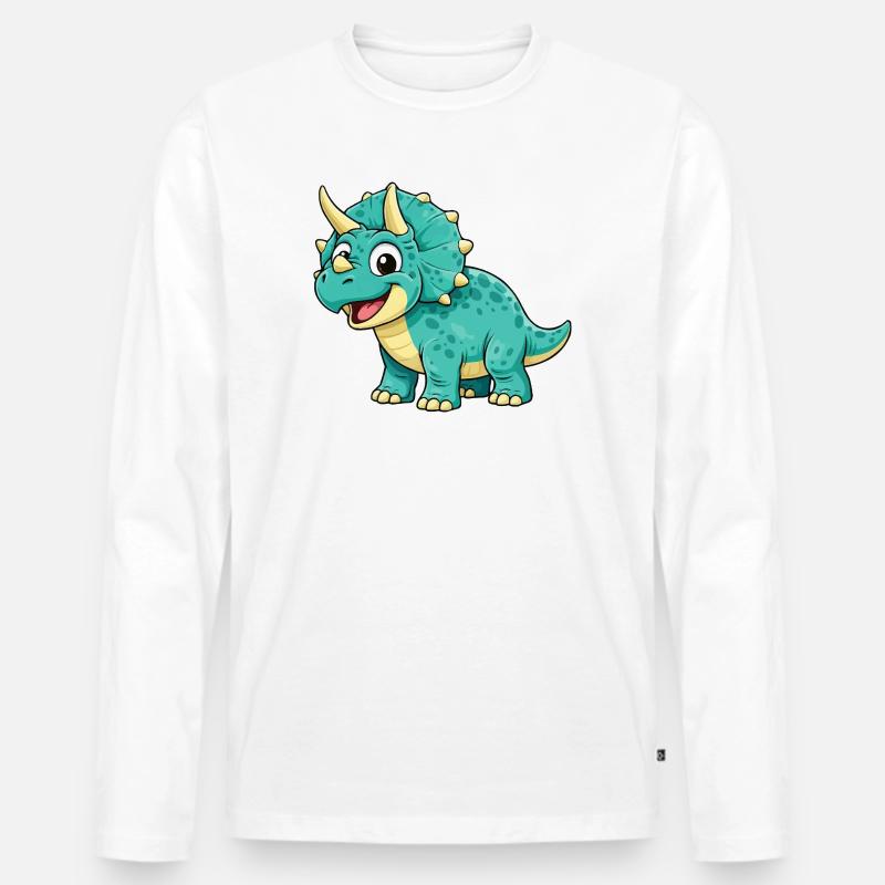 Triceratops Dino Comic - Männer Premium Bio Langarmshirt - Weiß