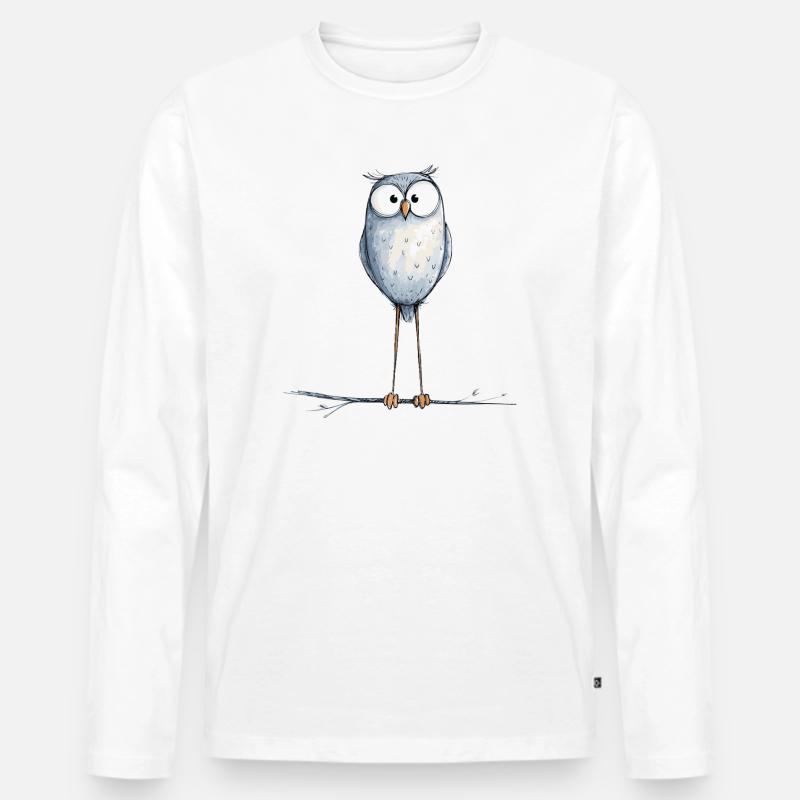 niedliche Eule - Männer Premium Bio Langarmshirt - Weiß