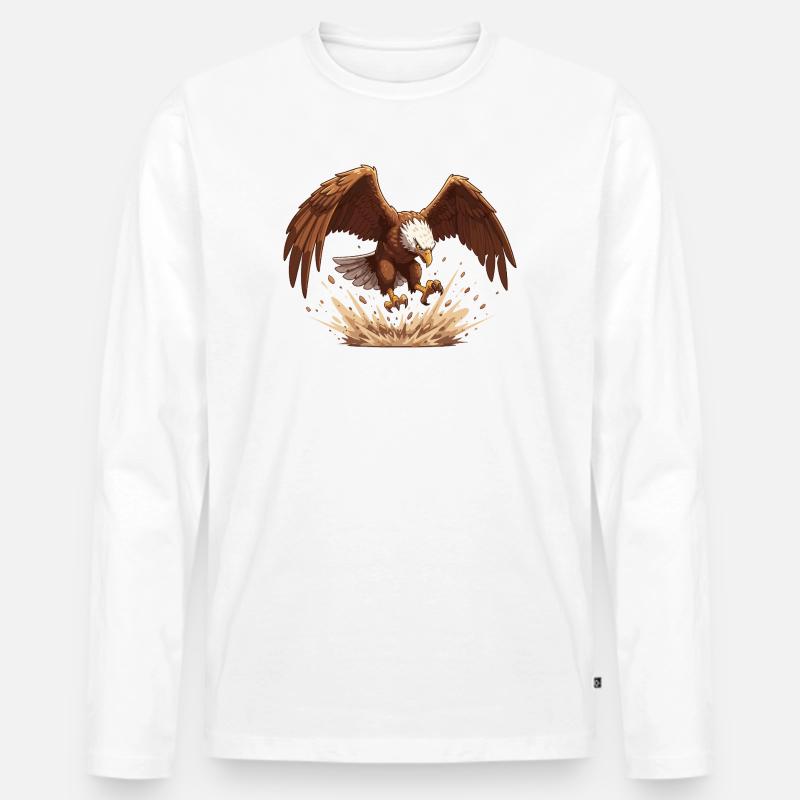 Adler im Sturz - Männer Premium Bio Langarmshirt - Weiß