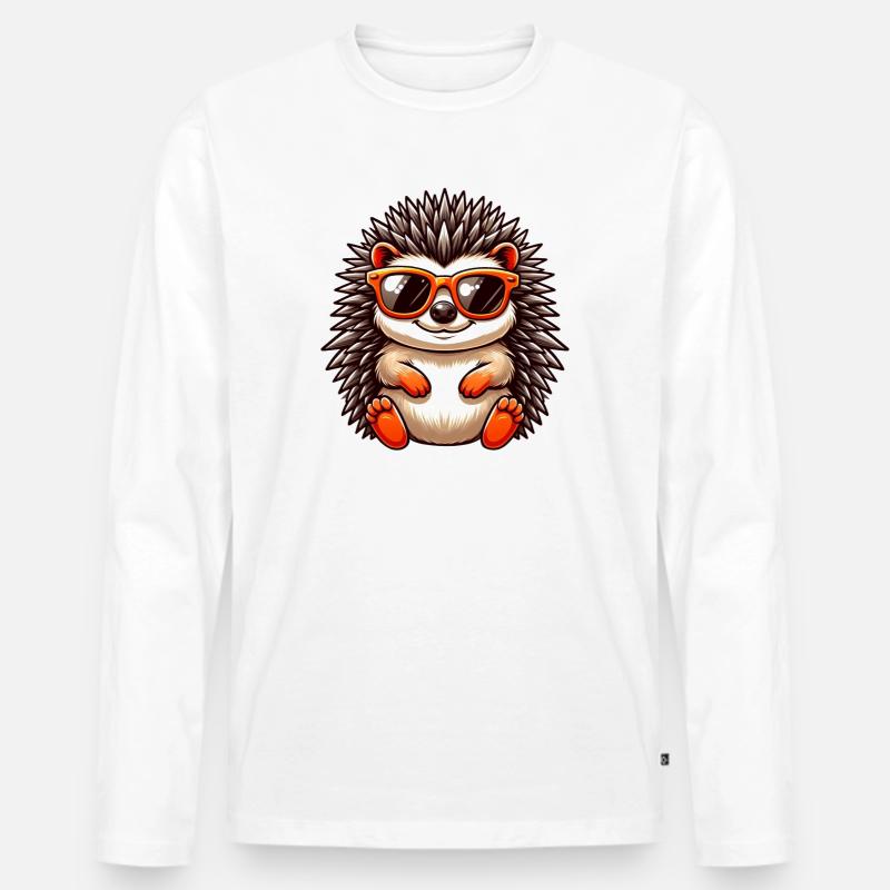 Igel Mit Sonnenbrille Igel Sarkasmus Tierliebhaber - Männer Premium Bio Langarmshirt - Weiß