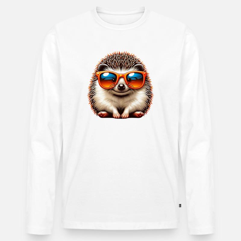 Igel Mit Sonnenbrille Igel Sarkasmus Tierliebhaber - Männer Premium Bio Langarmshirt - Weiß