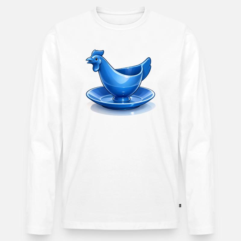 Blauer DDR Eierbecher Huhn Fanart, Ostalgie - Männer Premium Bio Langarmshirt - Weiß