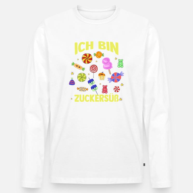 Süschigkeiten Naschkatze Süßes Mädchen - Männer Premium Bio Langarmshirt - Weiß