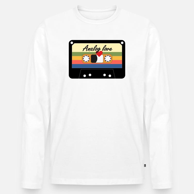 Analog Love Retro Kassette - Männer Premium Bio Langarmshirt - Weiß