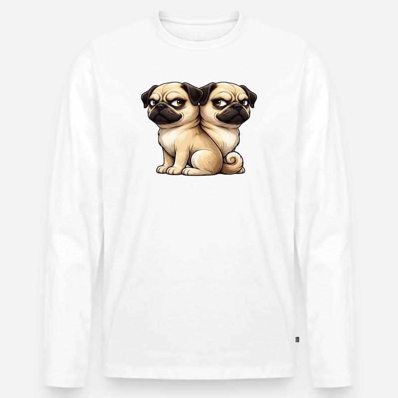 Carlino carino amici amici gemelli amici - Maglia a manica lunga ecologica premium da uomo - bianco