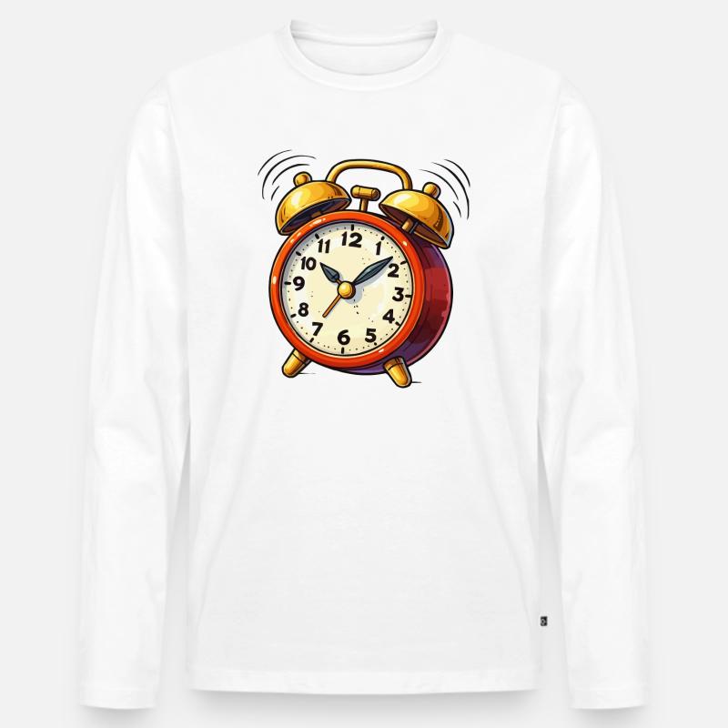 Wecker Comic Uhr - Männer Premium Bio Langarmshirt - Weiß