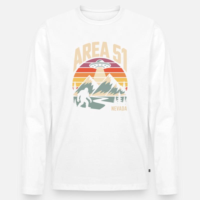 Area 51 Nevada UFO Retro Design - Männer Premium Bio Langarmshirt - Weiß