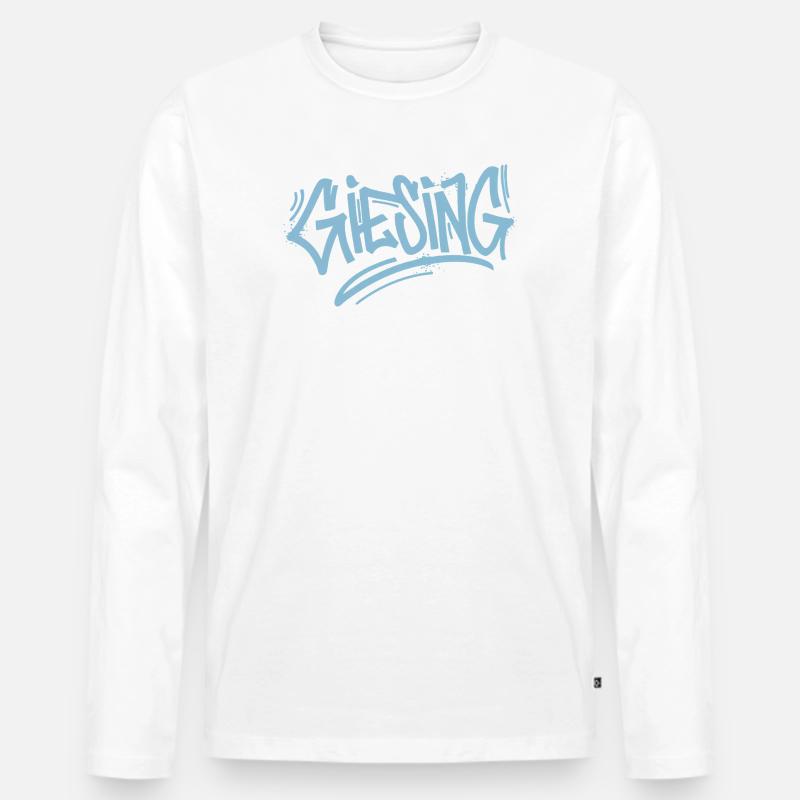 Giesing Graffiti - Männer Premium Bio Langarmshirt - Weiß