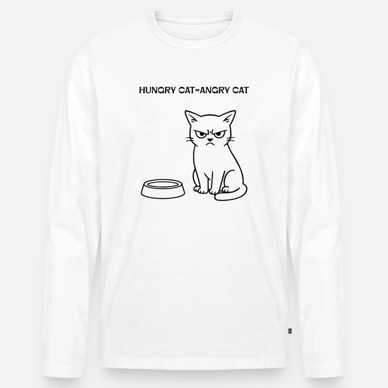 Lustiges Katzendesign - Männer Premium Bio Langarmshirt - Weiß