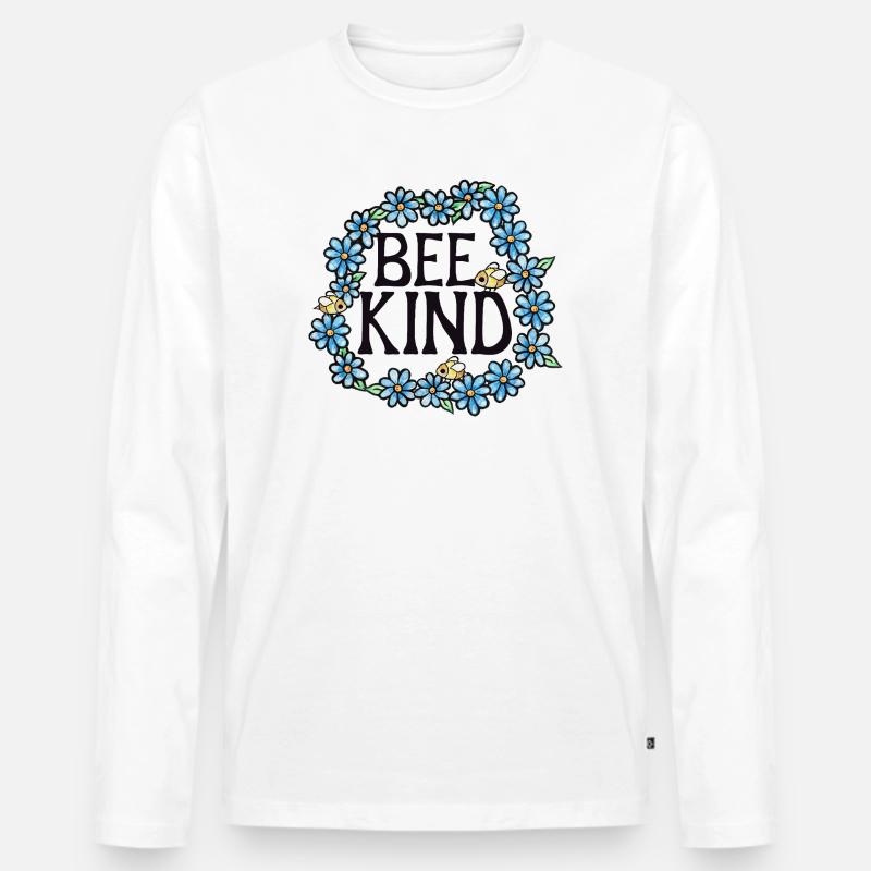 Be Kind Floral Circle - Männer Premium Bio Langarmshirt - Weiß