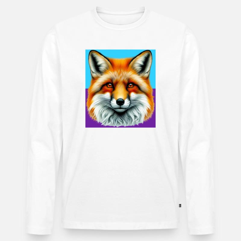 Fuchs - Männer Premium Bio Langarmshirt - Weiß