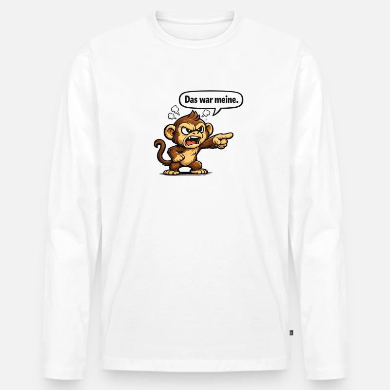 Affe Humor lustiger Spruch Geschenk - Männer Premium Bio Langarmshirt - Weiß