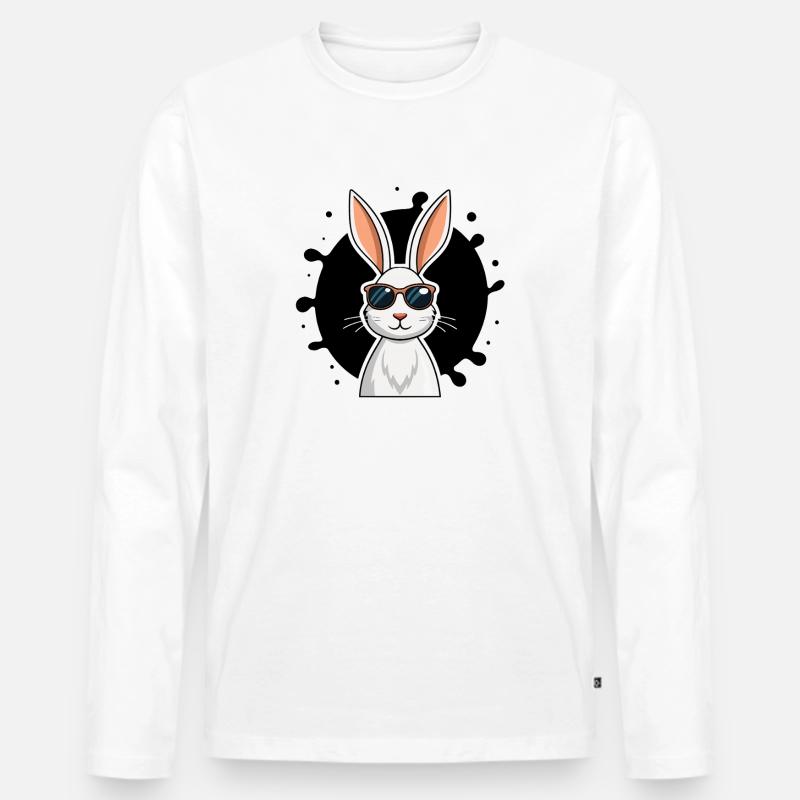 Chic Bunny Cartoon-Sonnenbrille - Männer Premium Bio Langarmshirt - Weiß