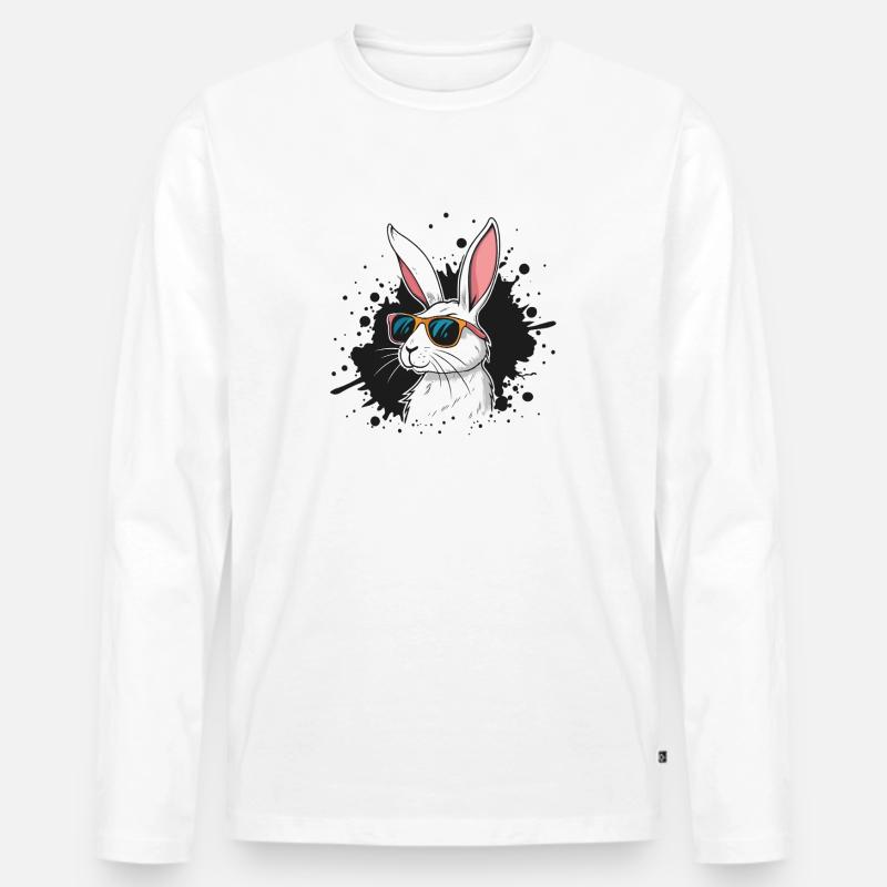 Solarbunny mit Pop-Art-Brille - Männer Premium Bio Langarmshirt - Weiß
