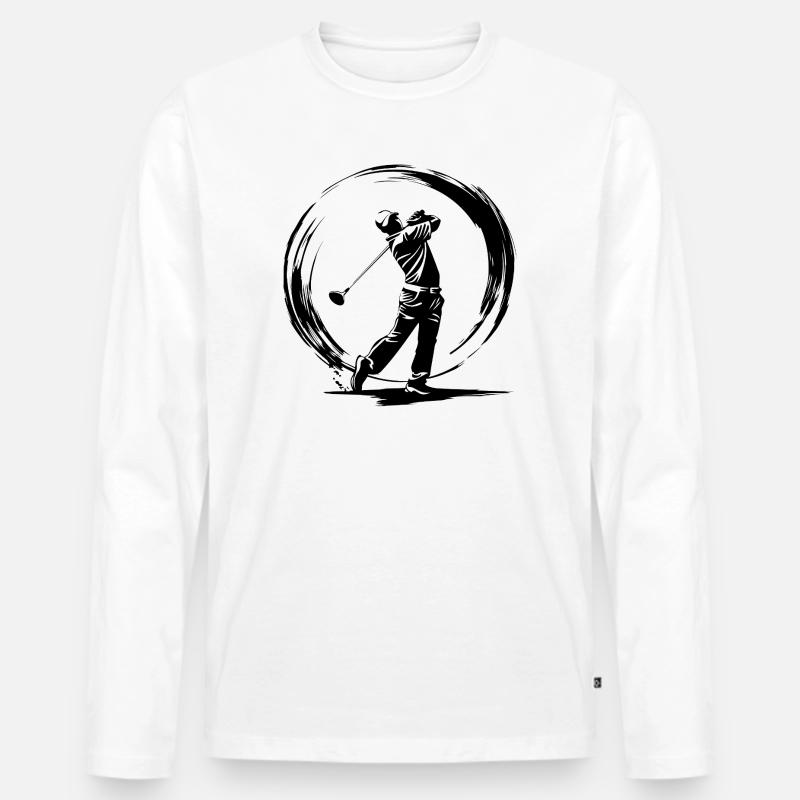 Golfer Mann Silhouette - Männer Premium Bio Langarmshirt - Weiß
