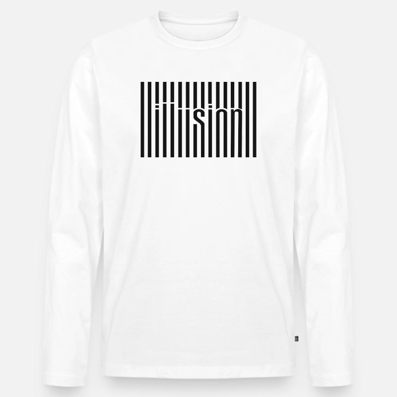 Illusion Barcode Textkunst - Männer Premium Bio Langarmshirt - Weiß