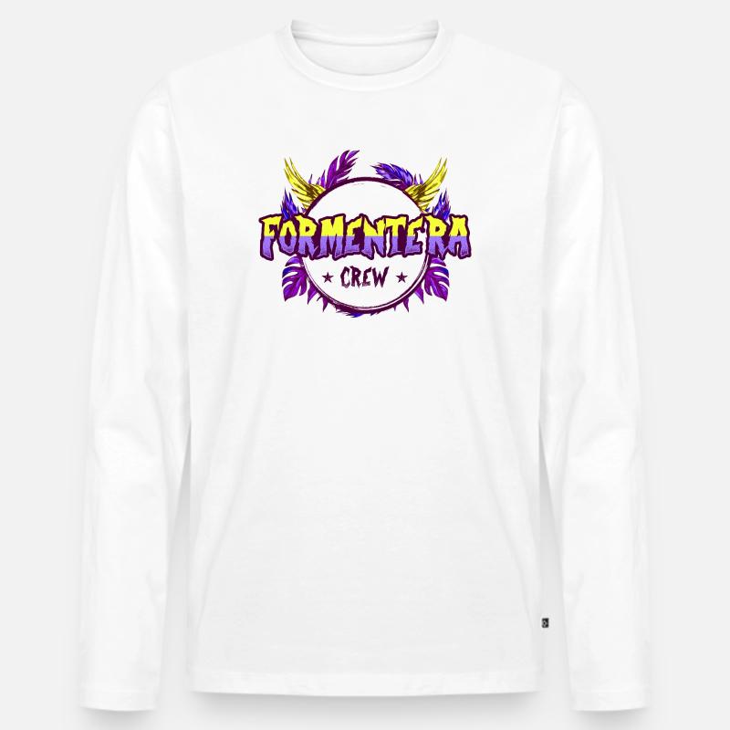Formentera Crew Bunt - Männer Premium Bio Langarmshirt - Weiß