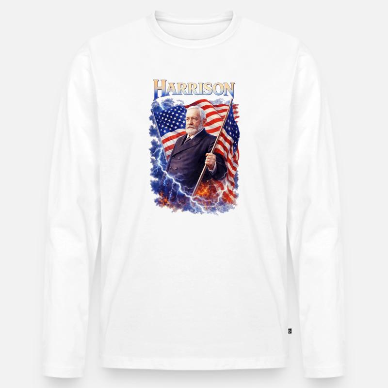 Harrison Patriot Thunder - Maglia a manica lunga ecologica premium da uomo - bianco