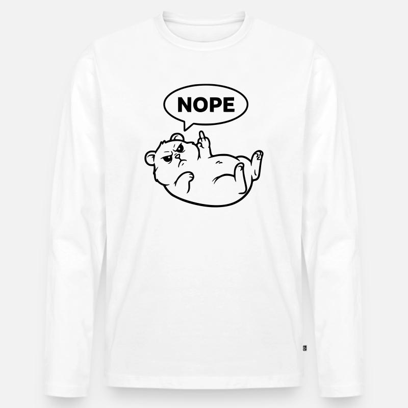 Hamster Mittelfinger Nope Outline - Männer Premium Bio Langarmshirt - Weiß