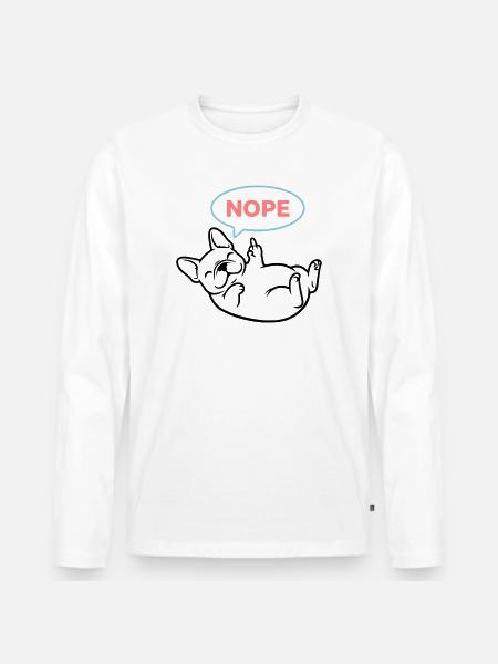 Frenchie Hund Nope Comic Bunt - Männer Premium Bio Langarmshirt - Weiß