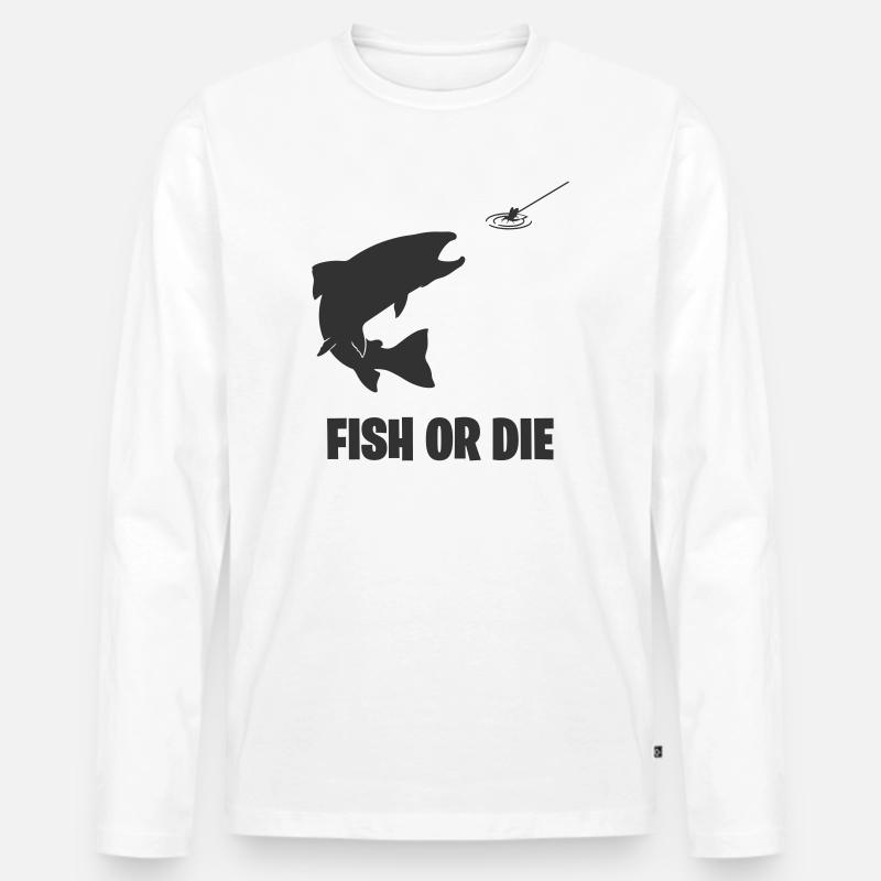 Fisch oder stirb - Männer Premium Bio Langarmshirt - Weiß