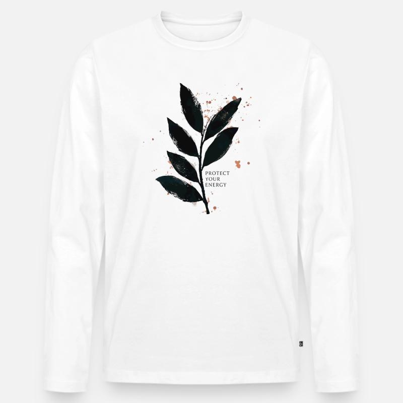 Protect Your Energy - Achtsamkeit Design - Männer Premium Bio Langarmshirt - Weiß