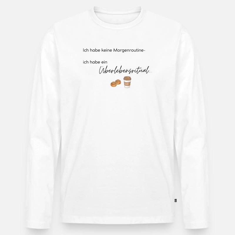 LIEBEVOLL Morgenroutine Zimtschnecke  - Männer Premium Bio Langarmshirt - Weiß
