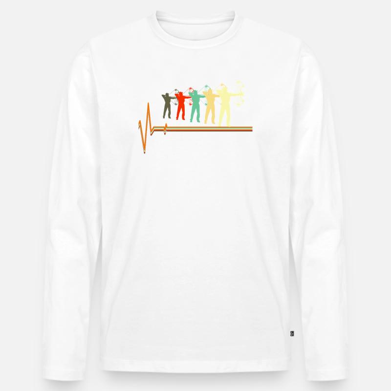 Bogenjagd-Herzschlag-Retro-Bogenschützen-Silhouette - Männer Premium Bio Langarmshirt - Weiß