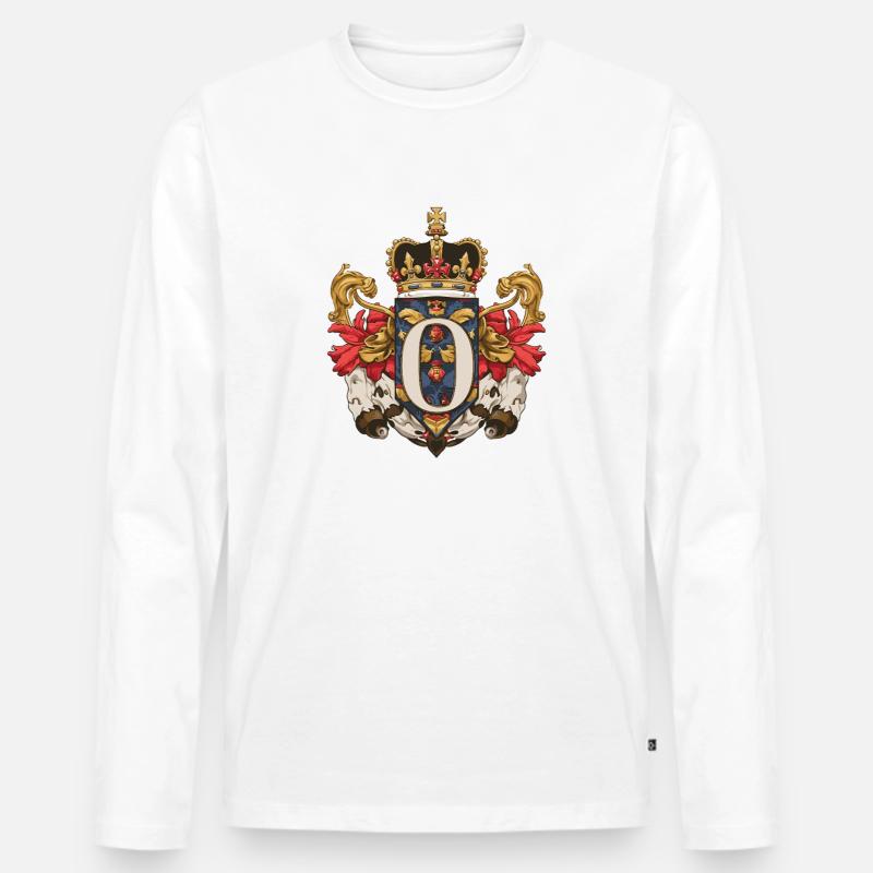O Buchstabe Name Krone - Männer Premium Bio Langarmshirt - Weiß