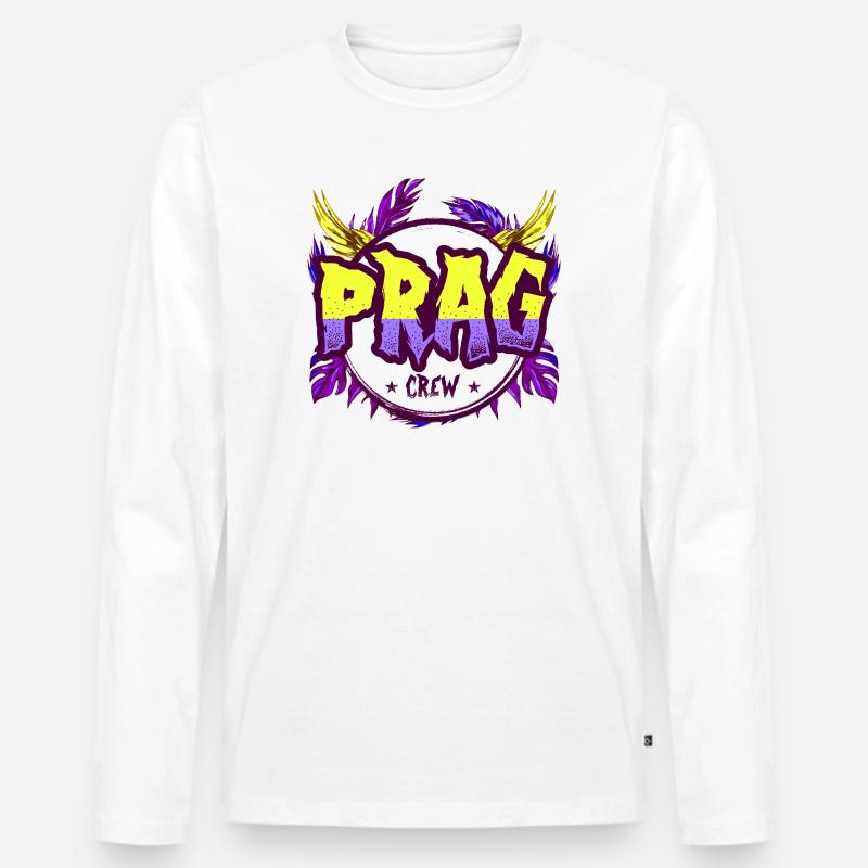 Prag Crew Bunt - Männer Premium Bio Langarmshirt - Weiß